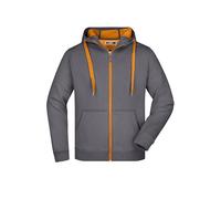 James & Nicholson Herren Bonding Jacke - Sportliche Kapuzenjacke mit Fleecefutter | Farbe: carbon/orange | Grösse: M