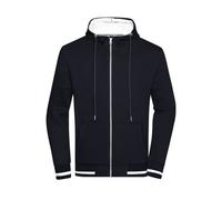 James & Nicholson Herren Club Kapuzenjacke JN776, navy-blau/weiß, Größe S (Outdoorkleidung & Freizeitkleidung)