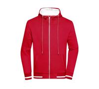 James & Nicholson Herren Club Kapuzenjacke JN776, rot/weiß, Größe S (Outdoorkleidung & Freizeitkleidung)