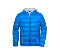 James & Nicholson Herren Daunenjacke ultraleicht JN1060, blau/silber, Größe S (Outdoorkleidung & Freizeitkleidung)