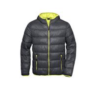 James & Nicholson Herren Daunenjacke ultraleicht - Trendige Daunenjacke für die Übergangszeit | Farbe: carbon/acid-yellow | Grösse: XXL