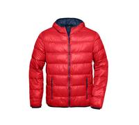 James & Nicholson Herren Daunenjacke ultraleicht JN1060, rot/navy-blau, Größe M (Outdoorkleidung & Freizeitkleidung)