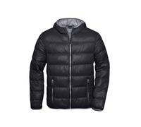 James & Nicholson Herren Daunenjacke ultraleicht JN1060, schwarz/grau, Größe S (Outdoorkleidung & Freizeitkleidung)