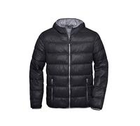 Men's Down Jacket Ultraleichte Daunenjacke mit Kapuze in sportlichem Style schwarz/grau, Gr. S