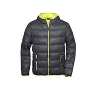 James & Nicholson Herren Daunenjacke ultraleicht - Trendige Daunenjacke für die Übergangszeit | Farbe: carbon/acid-yellow | Grösse: L