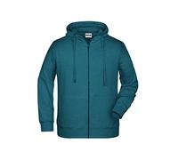 James & Nicholson Herren Hoody Sweatjacke - Sportliche Sweatjacke aus Bio-Baumwolle | Farbe: petrol-melange | Grösse: L