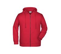 James & Nicholson Herren Hoody Sweatjacke - Sportliche Sweatjacke aus Bio-Baumwolle | Farbe: red | Grösse: XXL