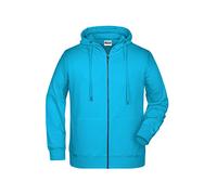 James & Nicholson Herren Hoody Sweatjacke - Sportliche Sweatjacke aus Bio-Baumwolle | Farbe: turquoise | Grösse: L