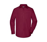 Men's Business Shirt Long-Sleeved Klassisches Shirt aus strapazierfähigem Mischgewebe rot/weinrot, Gr. XL