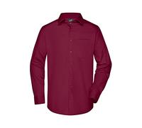 Men's Business Shirt Long-Sleeved Klassisches Shirt aus strapazierfähigem Mischgewebe rot/weinrot, Gr. XL