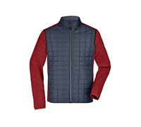 James & Nicholson Herren Melange Strickfleece Hybridjacke - Jacke aus Strickfleece mit Stehkragen in Melange-Optik | Farbe: red-melange/anthracite-melange | Grösse: M