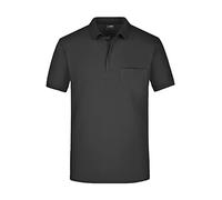 James & Nicholson Herren Piqué Polo mit Brusttasche - Hochwertiges Poloshirt für Beruf & Freizeit | Farbe: black | Grösse: S