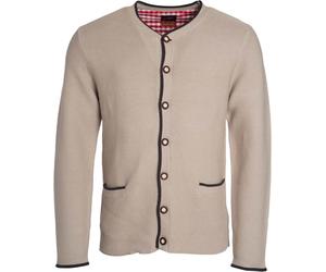 James & Nicholson Herren Strickjacke im Trachtenlook Cardigan JN640 beige/anthracite melange/red M