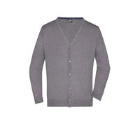 James & Nicholson Herren Strickjacke - Leichter Cardigan aus hochwertiger Baumwolle | Farbe: grey-heather | Grösse: XL