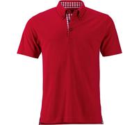 James & Nicholson Herren Trachtenpoloshirt JN716, rot/weiß, Größe XXL (Arbeitshemd & Arbeitsshirt)