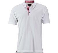 James & Nicholson Herren Trachtenpoloshirt JN716 Piquépolo weiß/rot XXL
