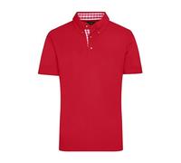 James & Nicholson Herren Trachtenpoloshirt JN716, rot/weiß, Größe 3XL (Arbeitshemd & Arbeitsshirt)
