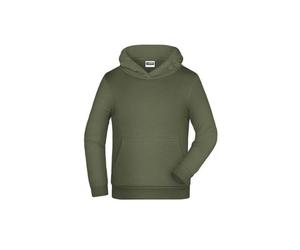 James & Nicholson Kinder Basic Kapuzensweatshirt JN796K, oliv, Größe L (Outdoorkleidung & Freizeitkleidung)