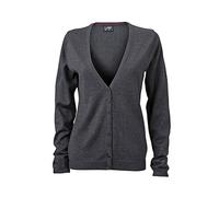 James & Nicholson Ladies' V-Neck Cardigan im Digatex-Package M,Anthracite Melange