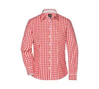 Ladies' Checked Blouse Modisches Karoshirt mit Uni-Einsätzen an Kragen und Manschette orange/weiß, Gr. XXL