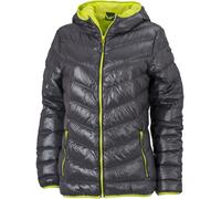 Ladies' Down Jacket Ultraleichte Daunenjacke mit Kapuze in sportlichem Style grau/gelb, Gr. M