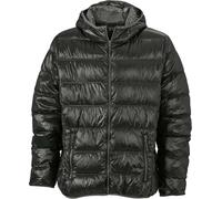 James & Nicholson Leichte Herren Daunen Kapuzenjacke Stepp-Jacke JN1060 black/grey M