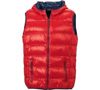 James & Nicholson Leichter Herren Daunen Kapuzen Bodywarmer JN1062 red/navy XXL