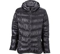 JAMES & NICHOLSON Ultraleichte Daunenjacke mit Kapuze in sportlichem Style L,Schwarz/Grau