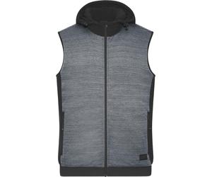 James & Nicholson Wattiertes Herren Hybrid Strickfleece Gilet Bodywarmer JN1848 carbon melange/black S