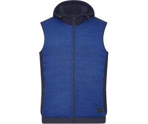 James & Nicholson Wattiertes Herren Hybrid Strickfleece Gilet Bodywarmer JN1848 royal melange/navy M