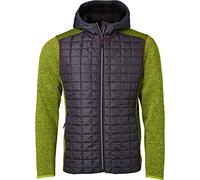 James & Nicholson Herren Men's Knitted Hybrid Jacket Jacke, Grün (Kiwi-Melange/Anthracite-Melange), XX-Large