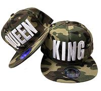 JameStyle26 King & Queen Snapback Set USA Cap Kappe Basecap Mütze Trucker Cappy Kult (King & Queen Camou Grün Set)