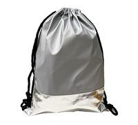 JameStyle26 Turnbeutel Hipster Rucksack Metallic Style Tasche Kordelzug Sportbeutel Bag Gym Sack Strandbeutel Gold Bling (Silber 02)