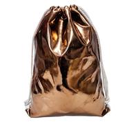 JameStyle26 Turnbeutel Hipster Rucksack Metallic Style Tasche Kordelzug Sportbeutel Bag Gym Sack Strandbeutel Gold Bling (Bronze)