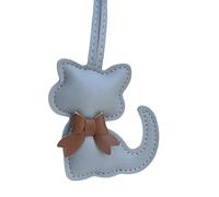JAMNGHB Eleganter Schlüsselanhänger mit Katze, Schleife, Ornament, Haustierliebhaber, PU-Leder, Taschenanhänger für Schlüssel, Geldbörse, Auto-Innenraum, hellgrau, One size