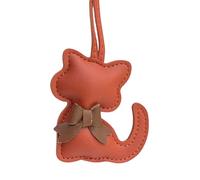 JAMNGHB Eleganter Schlüsselanhänger mit Katze, Schleife, Ornament, Haustierliebhaber, PU-Leder, Taschenanhänger für Schlüssel, Geldbörse, Auto-Innenraum, siehe abbildung, One size