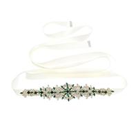 JAMNGHB Schimmernder Strass-Brautgürtel, handgefertigt, Kristallschärpe, Spitzengürtel für Hochzeit und formelle Kleider, Abendveranstaltung, Partyzubehör, grün, As detailed discrption