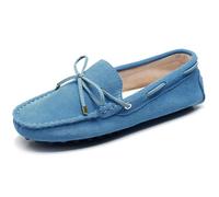 Jamron Damen Klassisch Wildleder Krawatte Loafers Gemütlich Handgefertigt Mokassins Slippers Himmelblau 24208-2 EU38.5