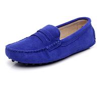 Jamron Damen Klassisch Wildleder Penny Loafers Gemütlich Handgefertigt Mokassins Slippers Königsblau 24208 EU41