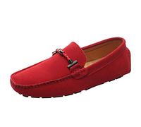 Jamron Herren Elegant Schnalle Halbschuhe Komfort Wildleder Fahrschuhe Stilvoll Mokassin Slippers Hausschuhe Pantoffeln Rot SN19020 EU44