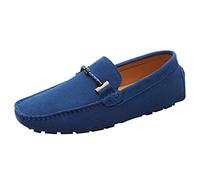 Jamron Herren Elegant Schnalle Halbschuhe Komfort Wildleder Fahrschuhe Stilvoll Mokassin Slippers Hausschuhe Pantoffeln Königsblau SN19020 EU43