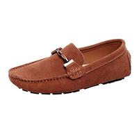Jamron Herren Elegant Schnalle Halbschuhe Komfort Wildleder Fahrschuhe Stilvoll Mokassin Slippers Hausschuhe Pantoffeln Bräunen SN19020 EU44.5