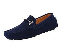 Jamron Herren Elegant Schnalle Halbschuhe Komfort Wildleder Fahrschuhe Stilvoll Mokassin Slippers Hausschuhe Pantoffeln Marineblau SN19020 EU44.5