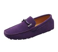 Jamron Herren Elegant Schnalle Halbschuhe Komfort Wildleder Fahrschuhe Stilvoll Mokassin Slippers Hausschuhe Pantoffeln Violett SN19020 EU45.5