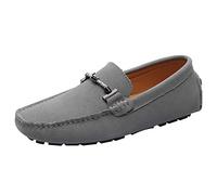 Jamron Herren Elegant Schnalle Halbschuhe Komfort Wildleder Fahrschuhe Stilvoll Mokassin Slippers Hausschuhe Pantoffeln Grau SN19020 EU47.5