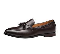 Jamron Herren Klassisch Britischer Stil Quaste Loafers Halbschuhe Kunstleder Leicht Mokassin Slippers Braun SN01757 EU46.5