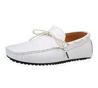 Jamron Herren Kunstleder Stilvoll Mokassin Slippers Penny Loafers Weiß SN19068 EU45.5