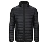 Jamron Herren Übergröße Winterjacke Steppjacke Warm Wattierte Pufferjacke mit Stehkragen & Vielen Taschen Schwarz L