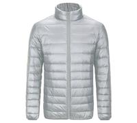 Jamron Herren Übergröße Winterjacke Steppjacke Warm Wattierte Pufferjacke mit Stehkragen & Vielen Taschen Grau S