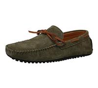 Jamron Herren Wildleder Handgefertigt Mokassins Gemütlich Pantoffeln rutschfest Bootsschuhe Beiläufig Halbschuhe Flats Grün SN19077 EU45.5
